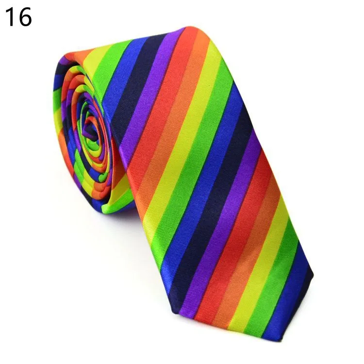Linbaiway 5cm Rainbow Neck Ties for Men Skinny Slim Narrow Formal Dress Neckties Man Casual Neckwear Ties Cravat Custom LOGO