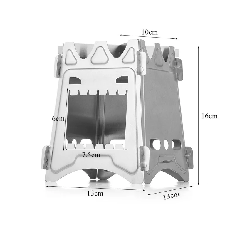 

Туристическая плита из нержавеющей стали, портативная дровяная печь для пикника, барбекю, кемпинга, походов
