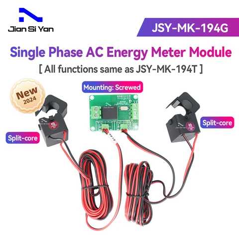 JSY-MK-194G Двунаправленный измеритель мощности переменного тока 1P 20mA-100A с TTL Modubus-RTU (все функции такие же, что и JSY-MK-194T)