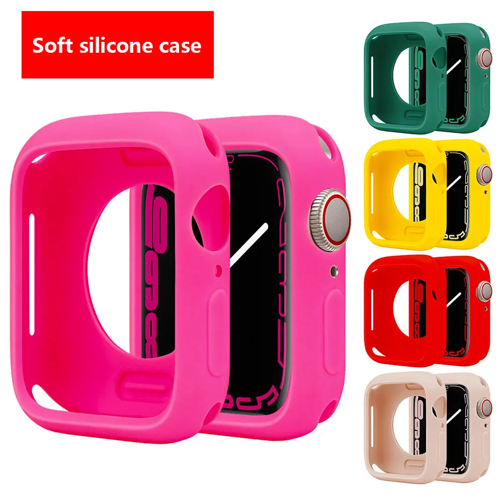 Candy Soft Silicone Case for Apple Watch Cover 44mm 40mm 42mm 38mm Protection for Iwatch Serie 8 7 6 Se 5 41mm 45mm Bumper women
