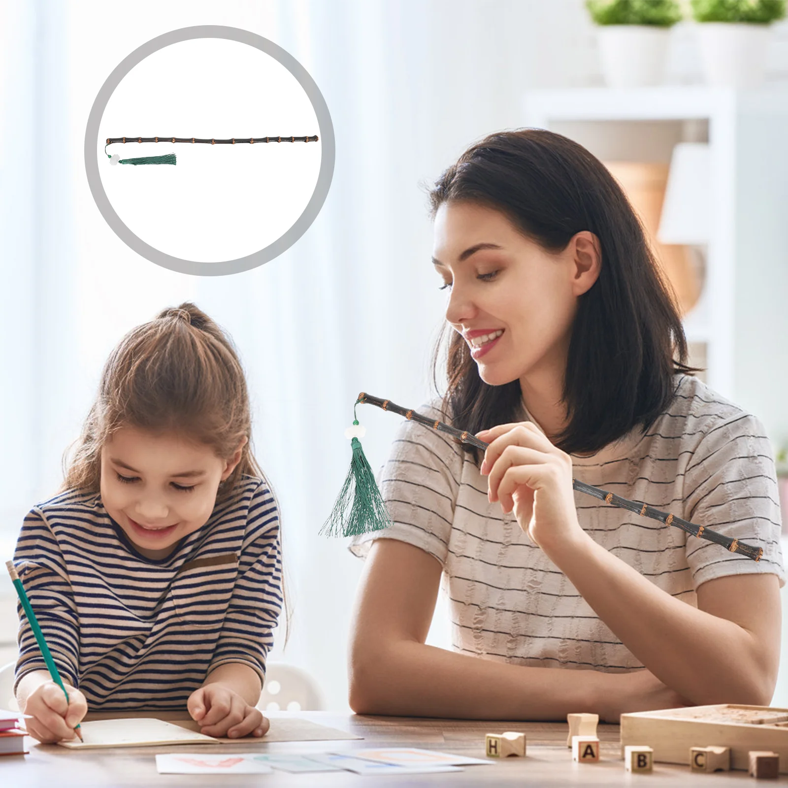 

Tassel Bamboo Whip Vinatge Bamboo Teacher's Ruler Teaching Beating Whip