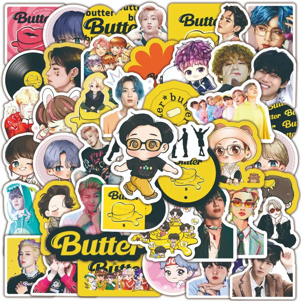 

50PCS Korean Men's Group Girl Group Graffiti Stickers Bangtan Boys Cartoon Character Hand Account Decorative Stationery Stickers