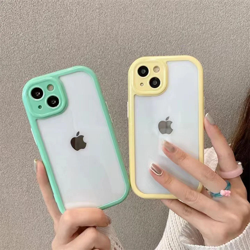 

Colorful Silicone Airbag Lens Protective Clear Plain Phone Case For iPhone 11 13 12 Pro Max X XS XR Bumper Silicone Cover