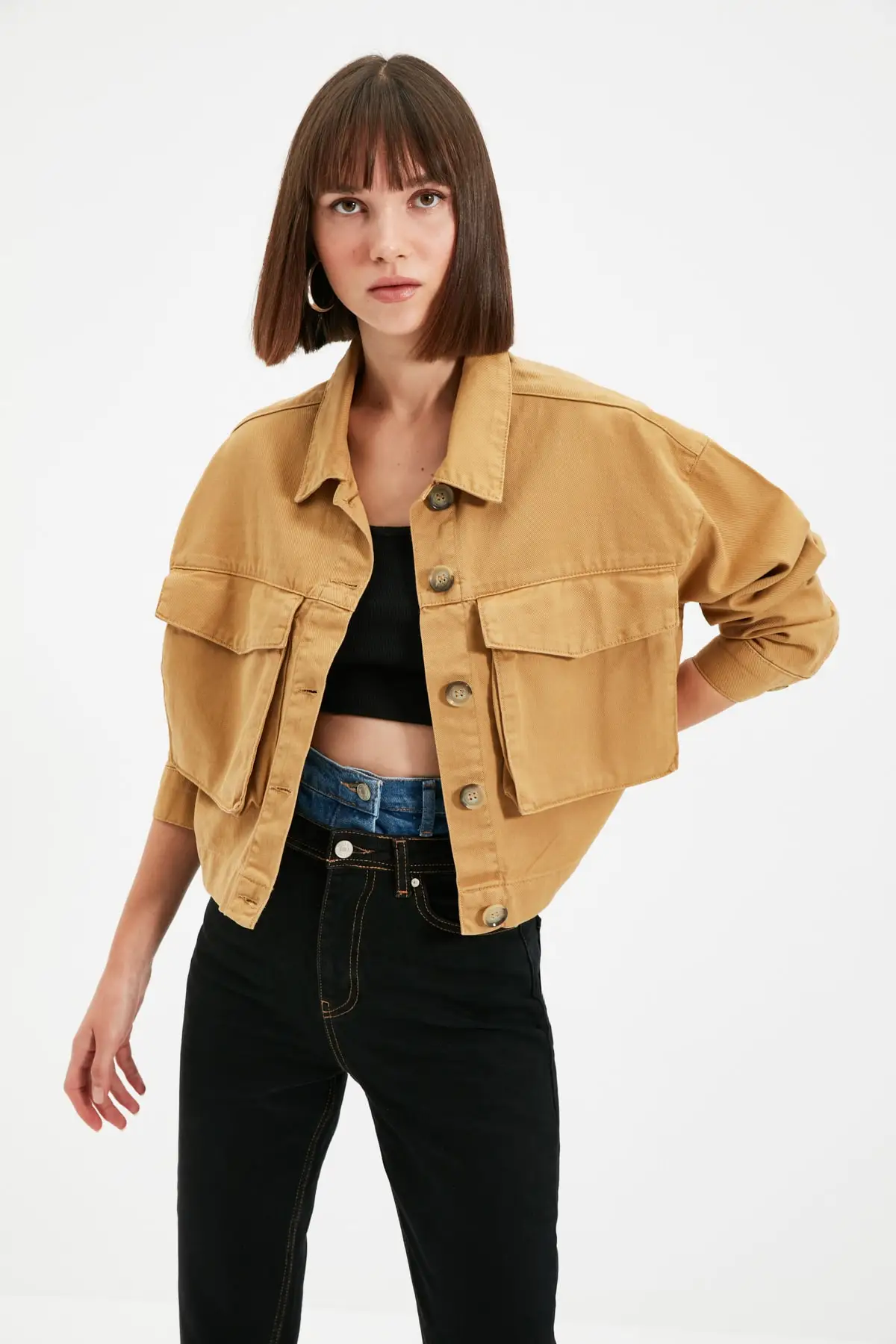 

Trendyol Pocket Detail Denim Jacket TWOAW22CE0284