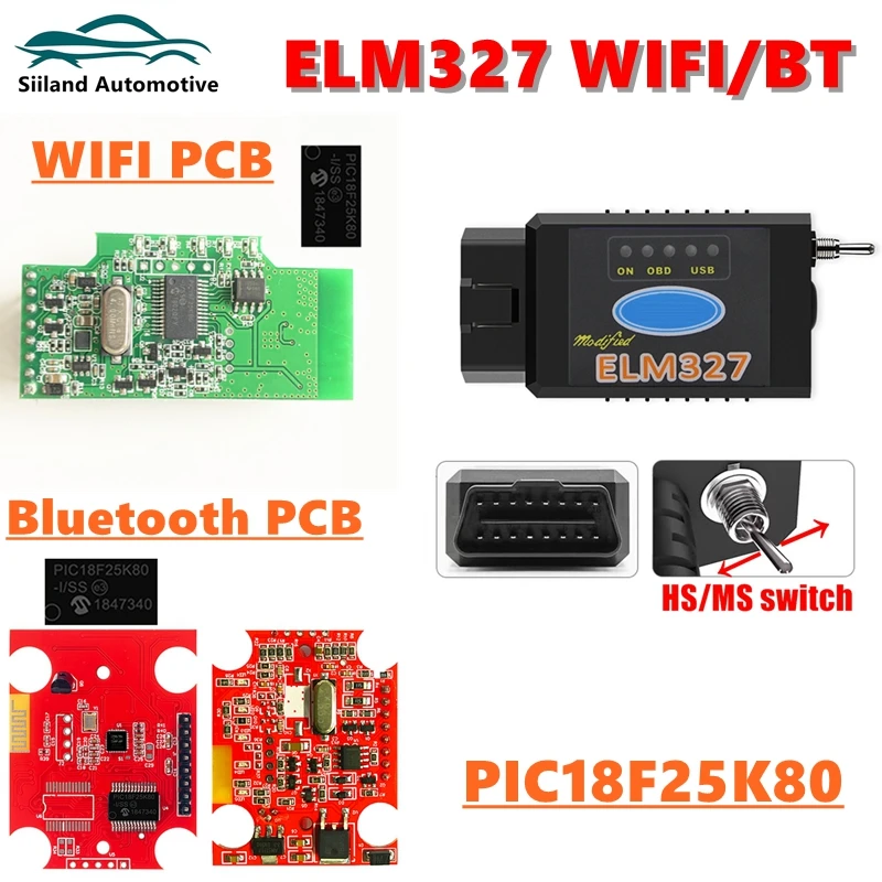 Высококачественный автомобильный диагностический сканер ELM327 V1.5 с Bluetooth и WIFI