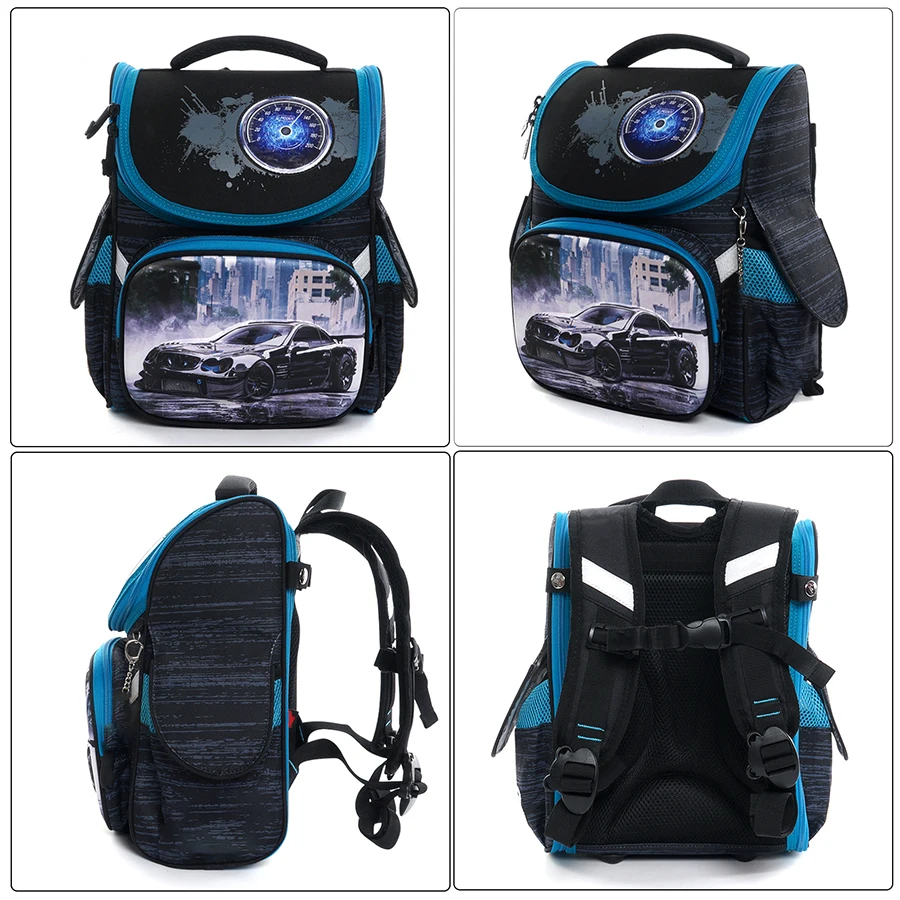 Kids Brand Grade 1-3 Cartoon Cars School Bags for Boys Children 3D Orthopedic W-2017 Backpack Fashion Schoolbag Mochila Infantil