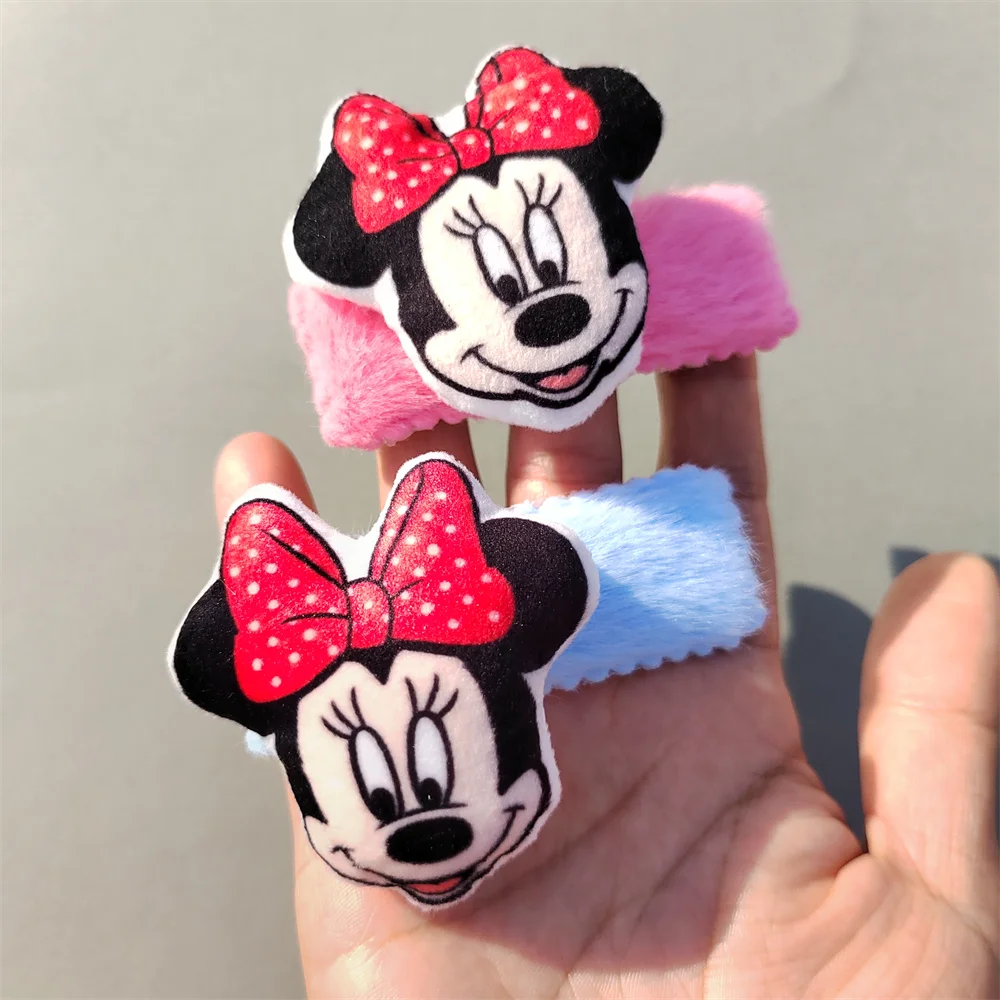 

Minnie Mouse Anime Infant Girl Hairbands Handmade DIY Pp Cotton Stuffed Plush Doll Children Hair Ties Disney Girl Birthday Gift