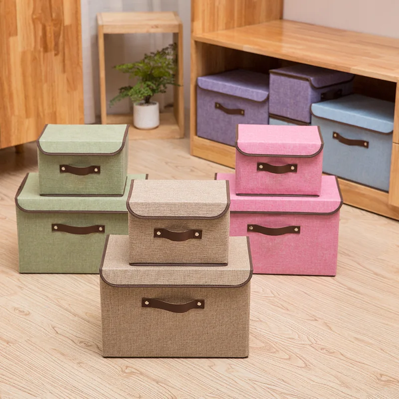 

2pcs Fabric storage box Portable folding storage box Household and office supplies storage Clothes storage box