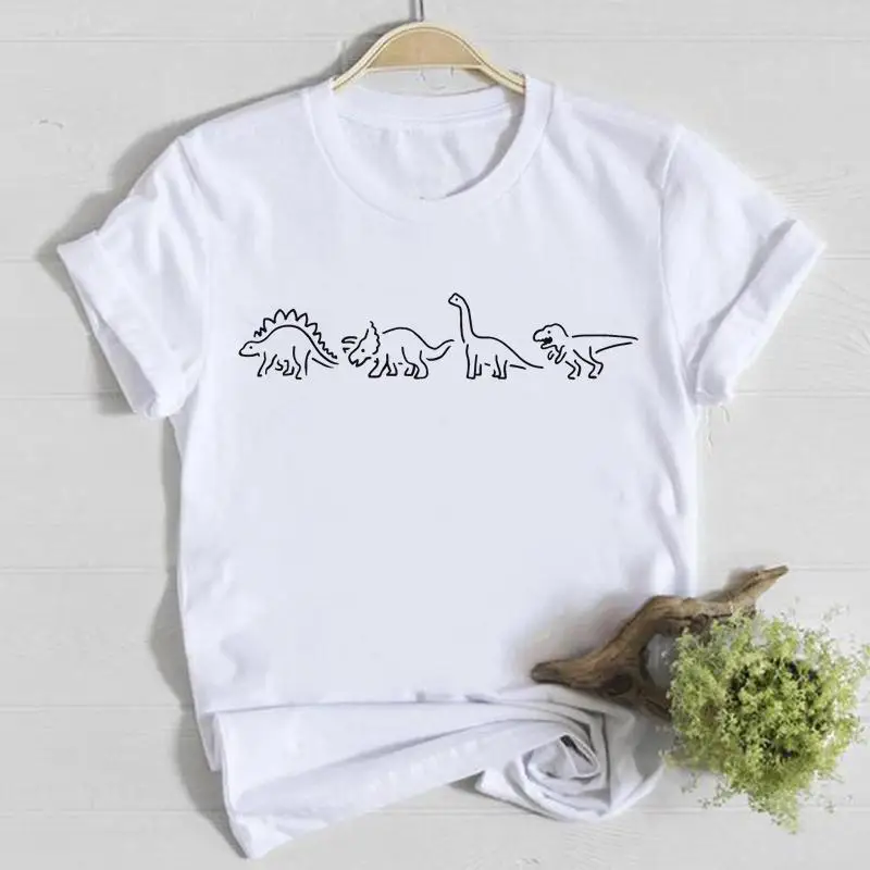 

Clothes Fashion Dinosaur Animal 90s Tee Top Shirt Lady Tshirt Summer Female T Women Short Sleeve Casual Graphic T-shirts