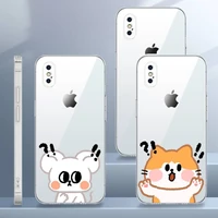 cute cartoon animal pattern phone case transparent soft for iphone 12 11 13 7 8 6 s plus x xs xr pro max mini
