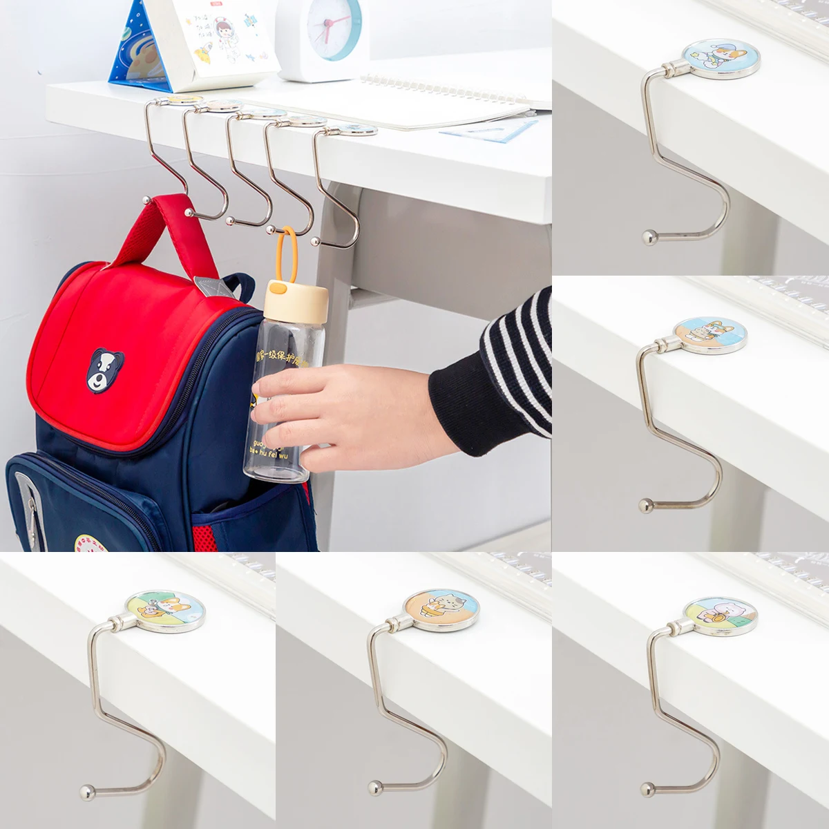

1PC Metal Portable Folding Bag Hanger Handbag Holders Foldable Hanging Table Hook Office Desk Side Hook Alloy Handbag Bag Hanger
