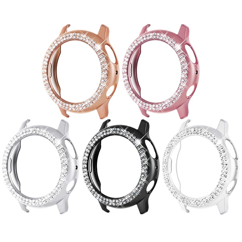 Защитный чехол для Samsung Galaxy Watch Active 2 44 мм 40 мм, чехол для женщин, двухрядные алмазные Чехлы для Active 2 40 мм, оболочка-бампер (art.: 3920bca860bf2) - 3920bca860bf2
