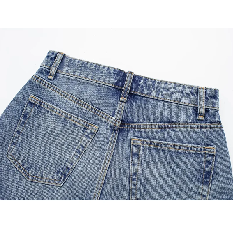 TRAF 2023 Denim Shorts Women High Waist Bermuda Shorts Woman Blue Ripped Jean Shorts for Women Streetwear Patchwork Short Pants