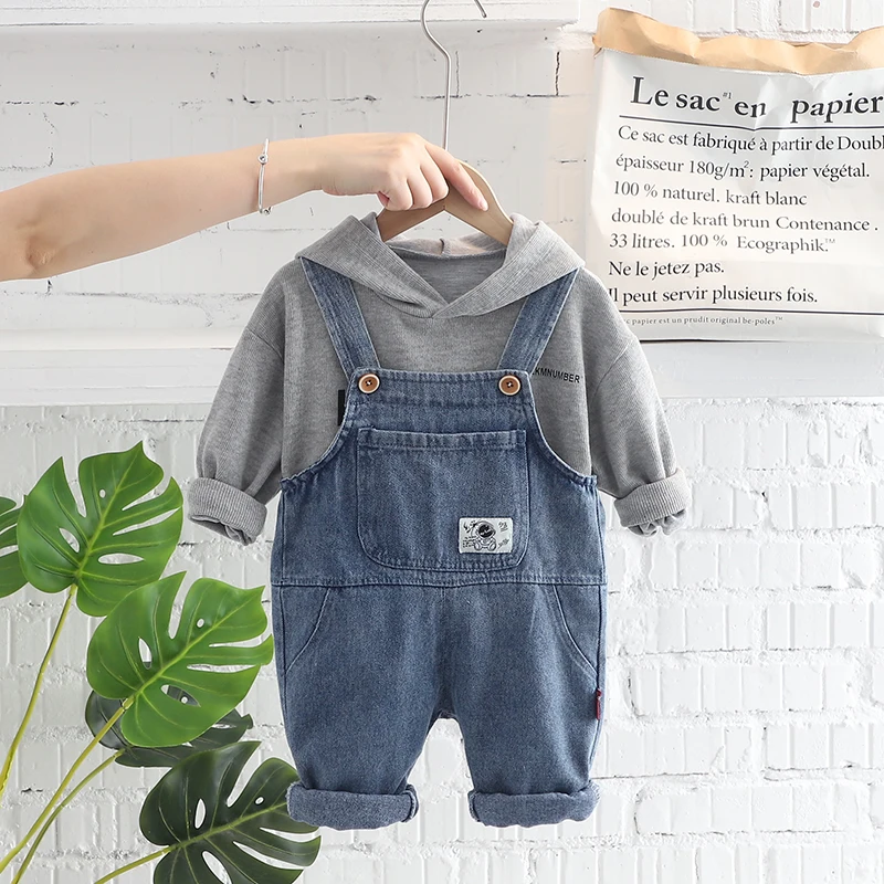 

Kids Clothing Sets for Boys Sweatshirt Denim Overalls Infant Outfits Autumn Children Casual Clothes Sportswear Baby Tracksuit