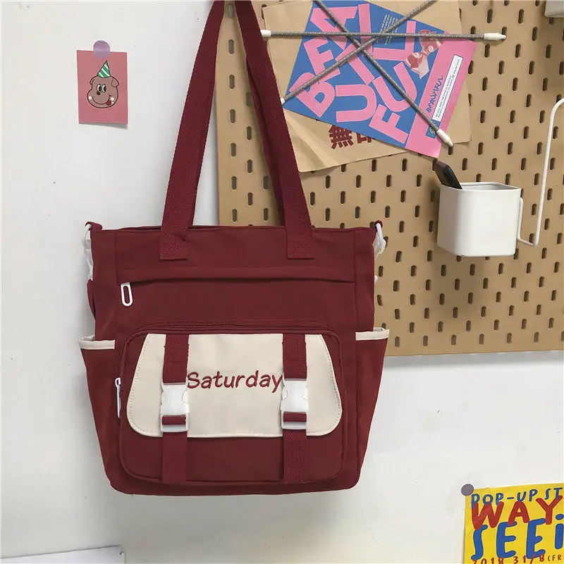 

Ladies Casual Canvas Tote Bag Large Capacity Shoulder Bag Female Crossbody Bags for Women School Bag Shoppers Emale Bag
