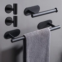 no drilling 4 piece bathroom accessory set 16 inch black stainless steel toilet paper holder and 2 robe hooks