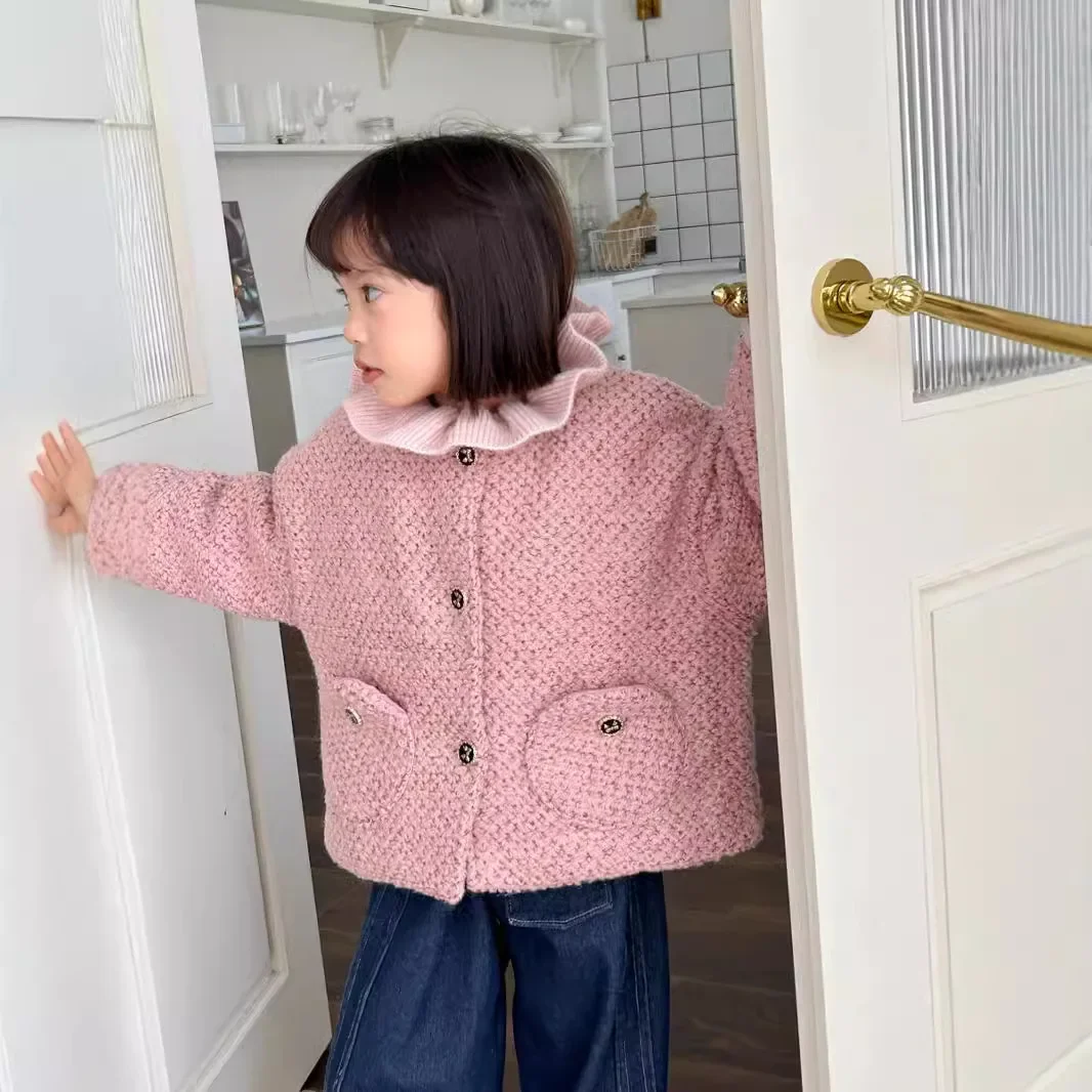 Пальто для девочек новинка 2024 зимняя детская одежда корейский стиль утепленное