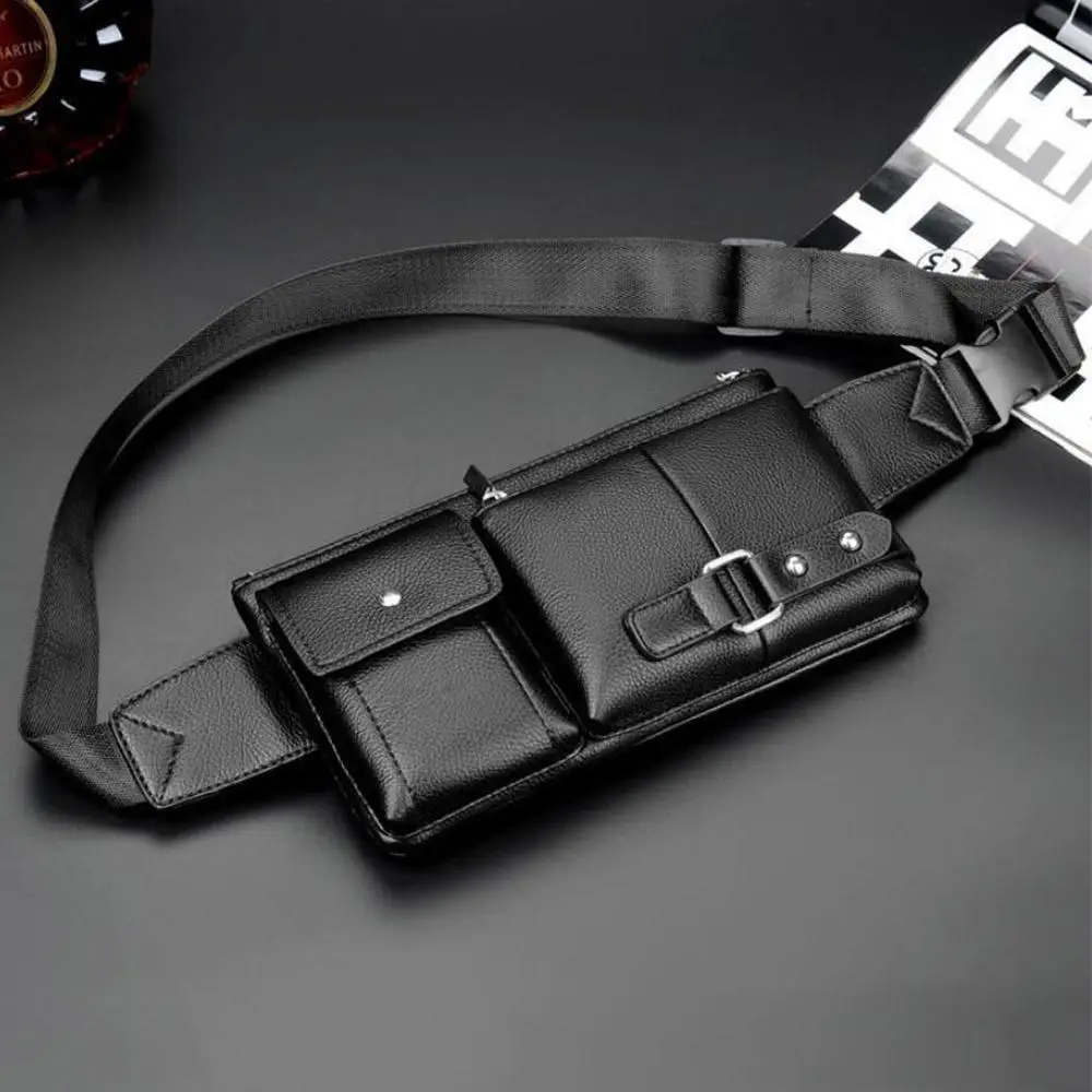 

Casual PU Leather Business Shoulder Bag Crossbody Travel Sports Outdoor Sling Pack Messenger Pack Chest Waist Bag for Male