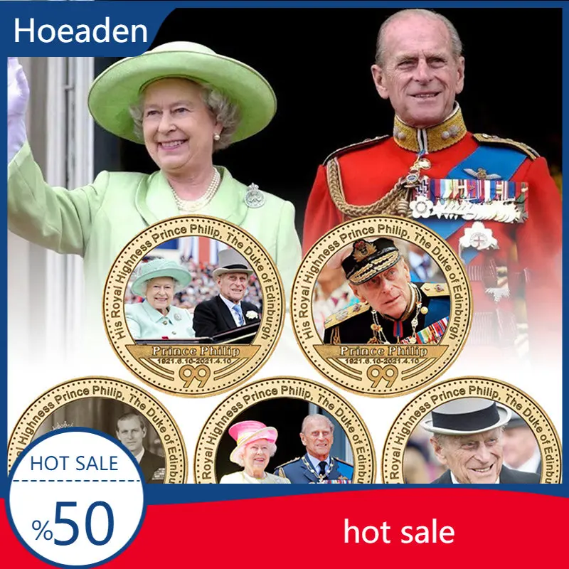 

Her Majesty Queen Elizabeth Ii Gold Plated Commemorative Coins Prince Philip Collectible Challenge Coin Souvenir Gift For Fans