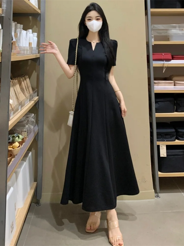 Plus size Chubby Girl Hepburn Sle Black Dress Women 2024 Summer New Elegant Socialite Goddess Temperament High Sense Long d... |