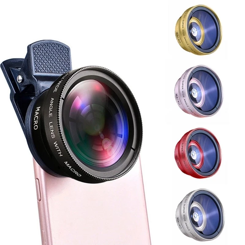 2 In 1 Mobile Phone Fish Eye Lens 0.45X Super Wide Angle Len 12.5X Macro HD Camera Lens Universal iPhone 13 12 11 Android Phone