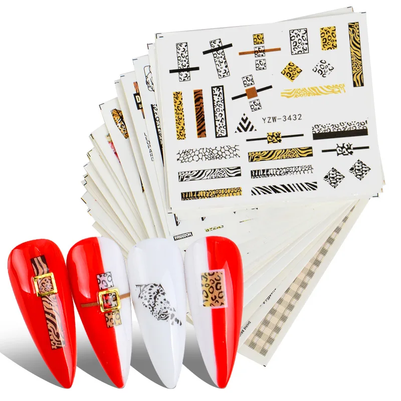 

Stickers Nail Art Charms Designer Supplies Pegatinas Decoration Autocollant Ongle Naklejki Russian Animal Face Leopard Cat Water