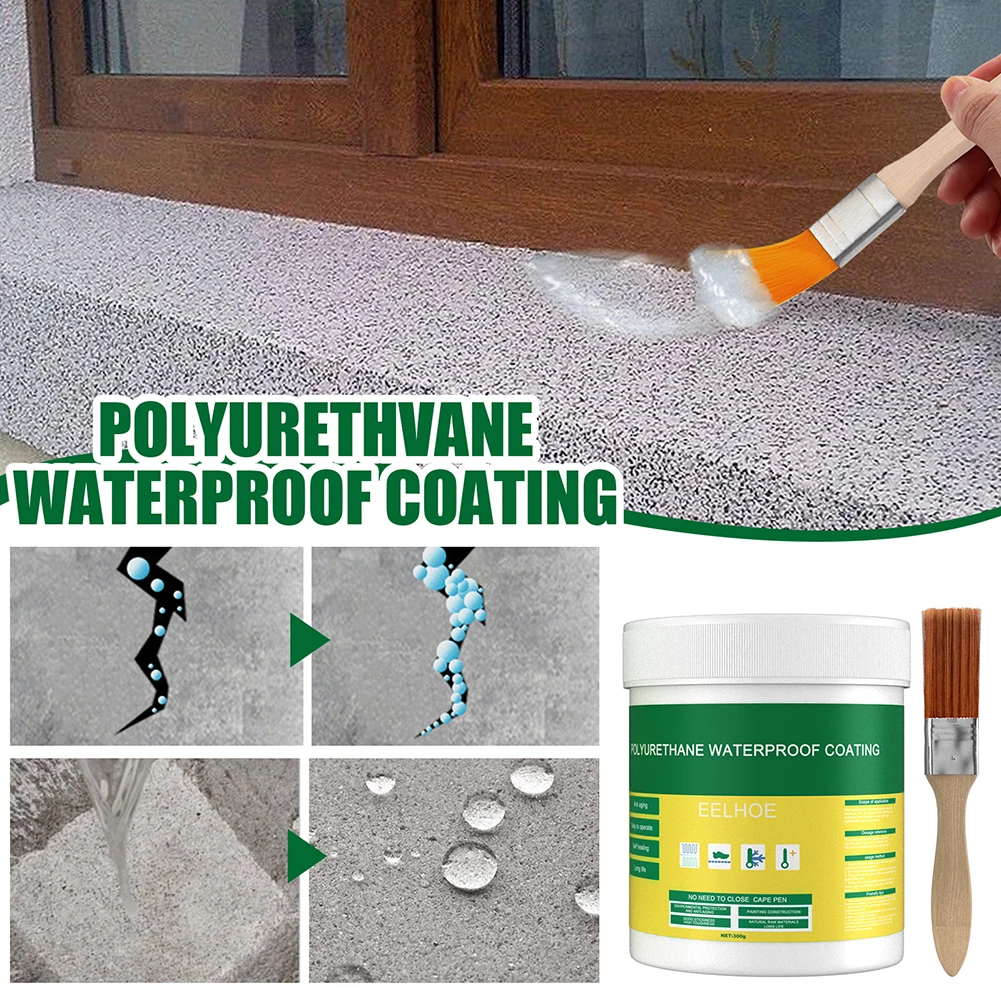 

30/100/300g Waterproof Coating Invisible Paste Sealant Polyurethane Glue with Brush Adhesive Repair Glue for Home Roof Bathroom