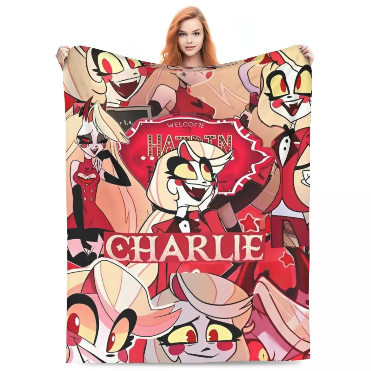 Черные комедийные шерстяные одеяла H-HazbinHotels музыкальные креативные пледы для