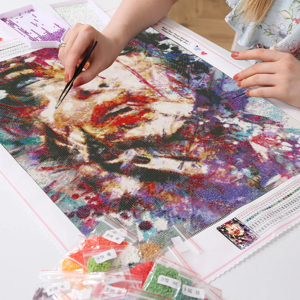 HUACAN 5D алмазная вышивка портрет Алмазная абстрактная картина полная выкладка