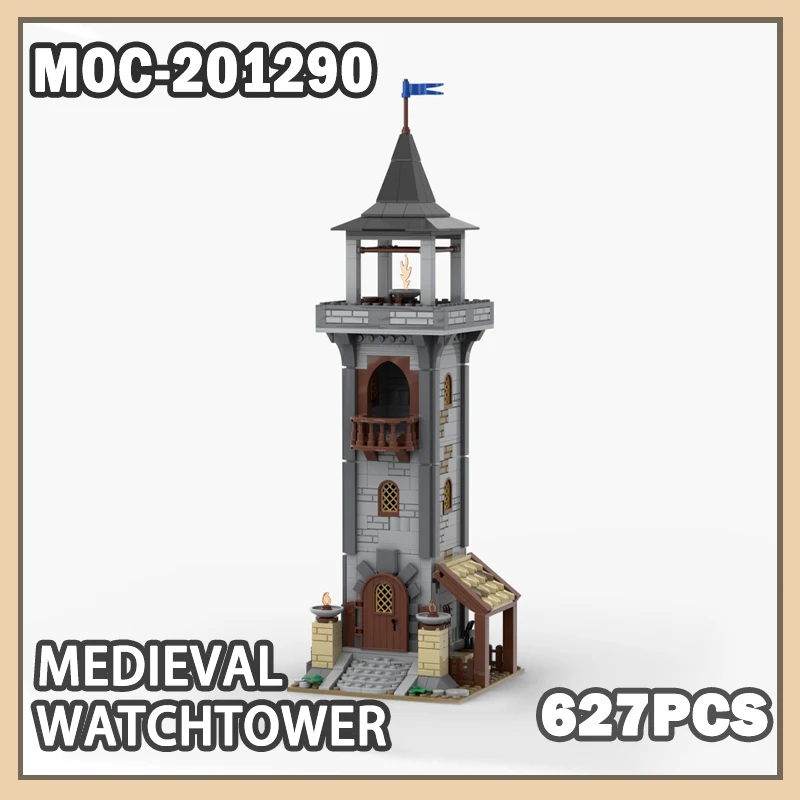 Фото MOC- 201290   Ретро строительные игрушки, средневековая часовая башня, строительный блок, модель, набор кирпичей, креативные подарки, высокое качество для взрослых, 627 шт. №1
