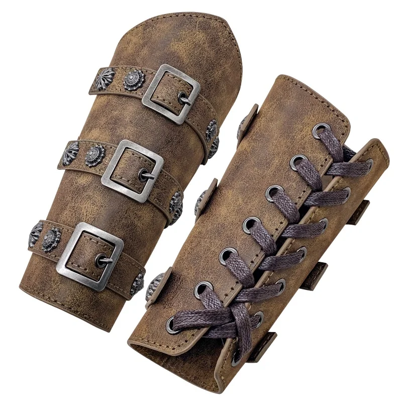 

European Medieval Retro Knight Wristbands COSPLAY Stage Costumes Props Vintage Leather Arm Punk Wristband Guards