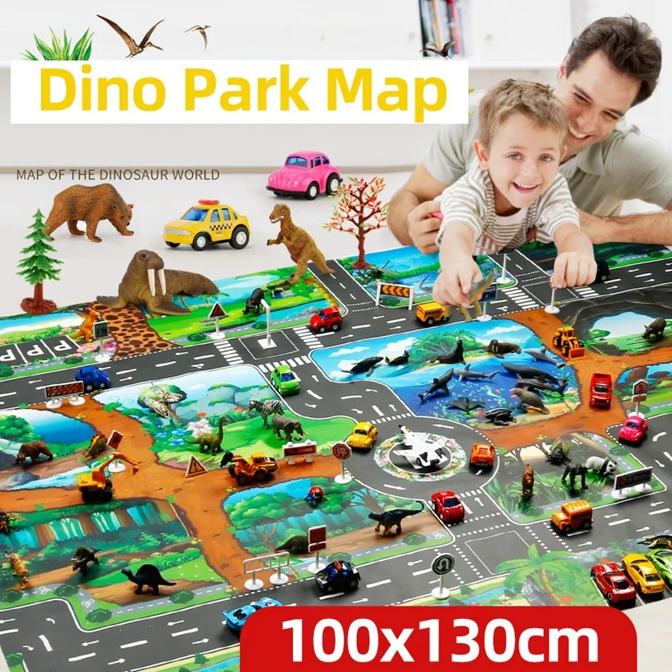 Children Toy Baby Non-Toxic Crawling Rugs Toddler Dinosaur Waterproof Carpet Kids Floor Portable Map Interactive Playmat 100x130