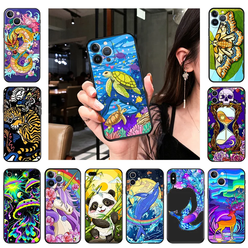 Чехол для Телефона iphone 16Plus XR XSMax 15 14 13 12 11 16 ProMax Mini 7 8Plus песочные часы Феникс дракон