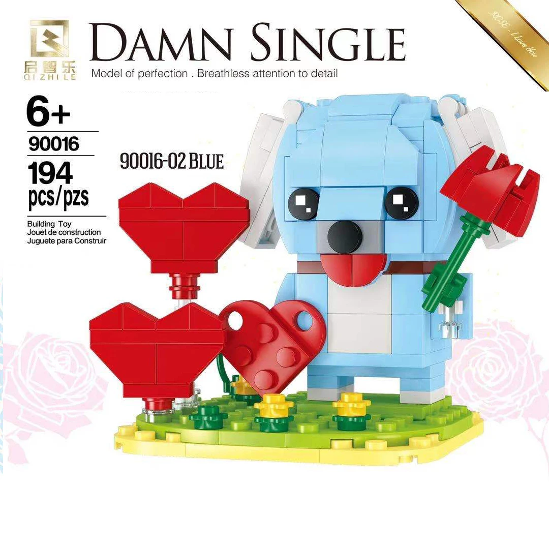 

Новый продукт розовый голубой щенок одиночный щенок Милая мультяшная собака Кирпичный Кубик игрушки для детей Подарки