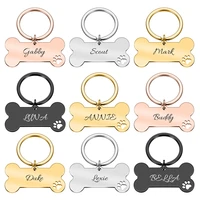 personalized collar pet id tag engraved pet id name for cat puppy dog tag pendant keyring bone pet accessories