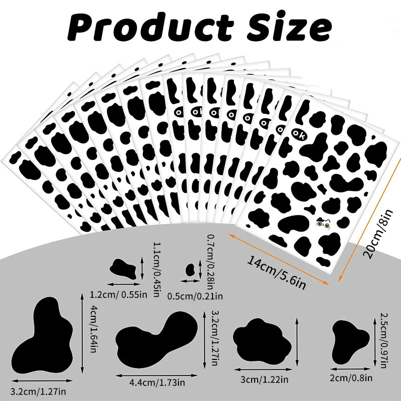 340/680 шт. водостойкий виниловый принт с коровьим принтом самоклеящийся черный