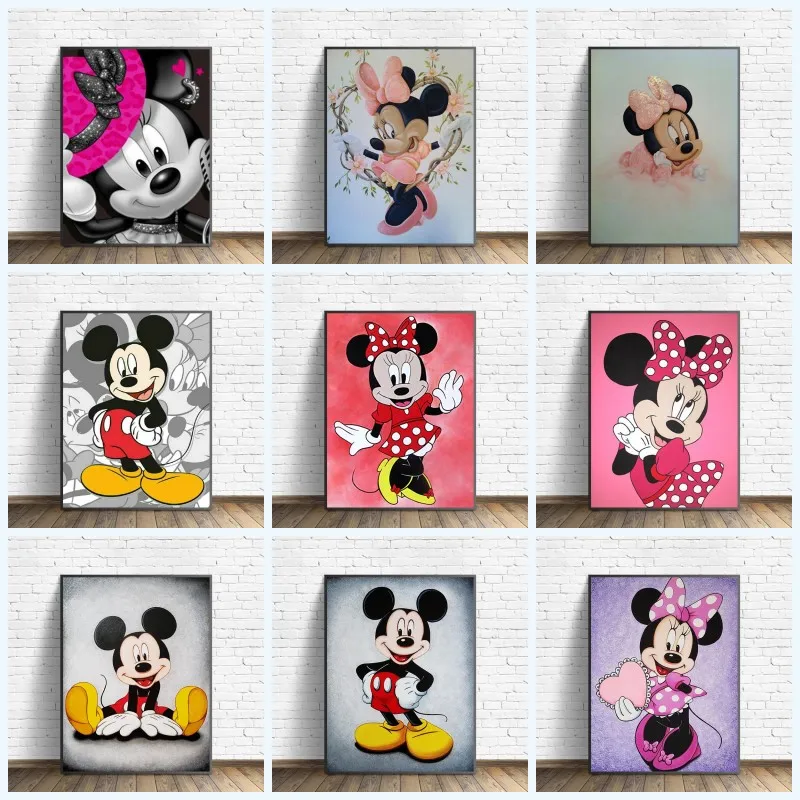 

Disney Cartoons Mickey Mouse Canvas Painting Home Decor Posters Mickey and Minnie Print Wall Art For Children's Room Decoration