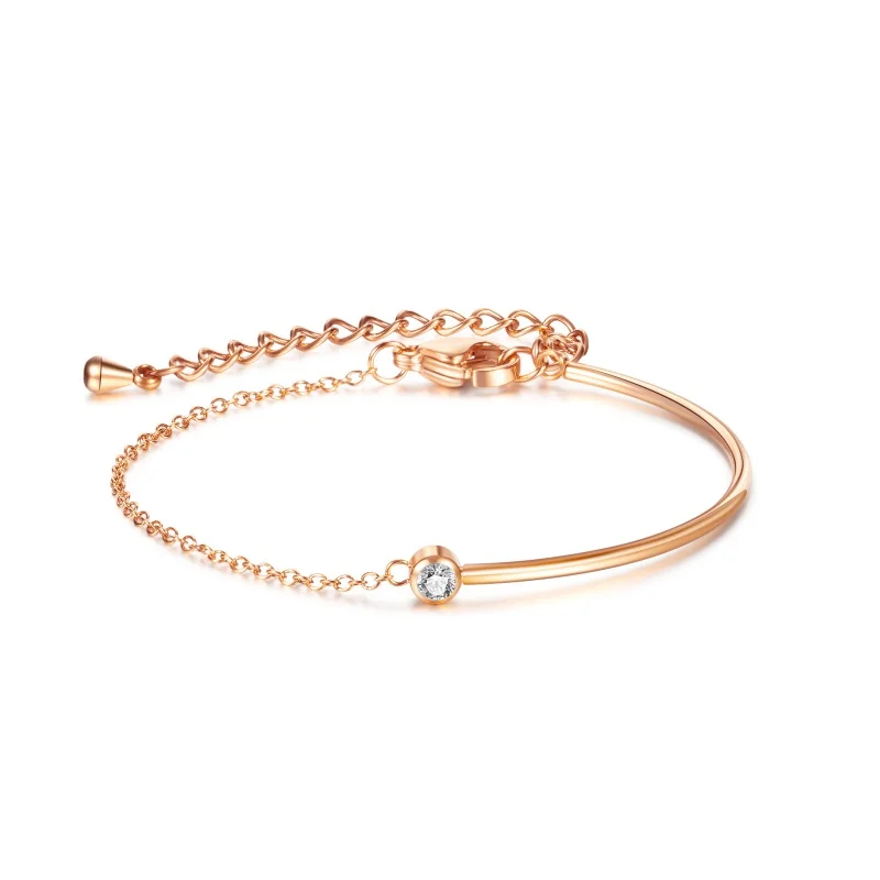 

Jewelry Small and Simple Versatile Titanium Steel Rose Gold Plated Zircon Set Stainless Steel Bracelet Girl