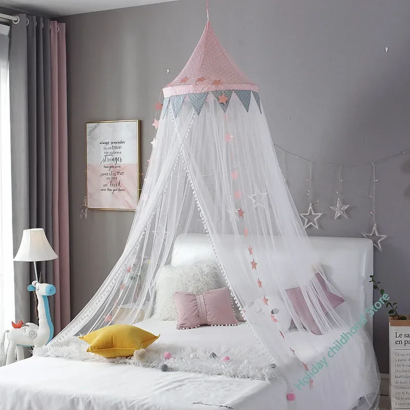 

Круглая занавеска для детской кроватки, украшение для спальни, навес, аксессуары для детской комнаты, сетка от комаров