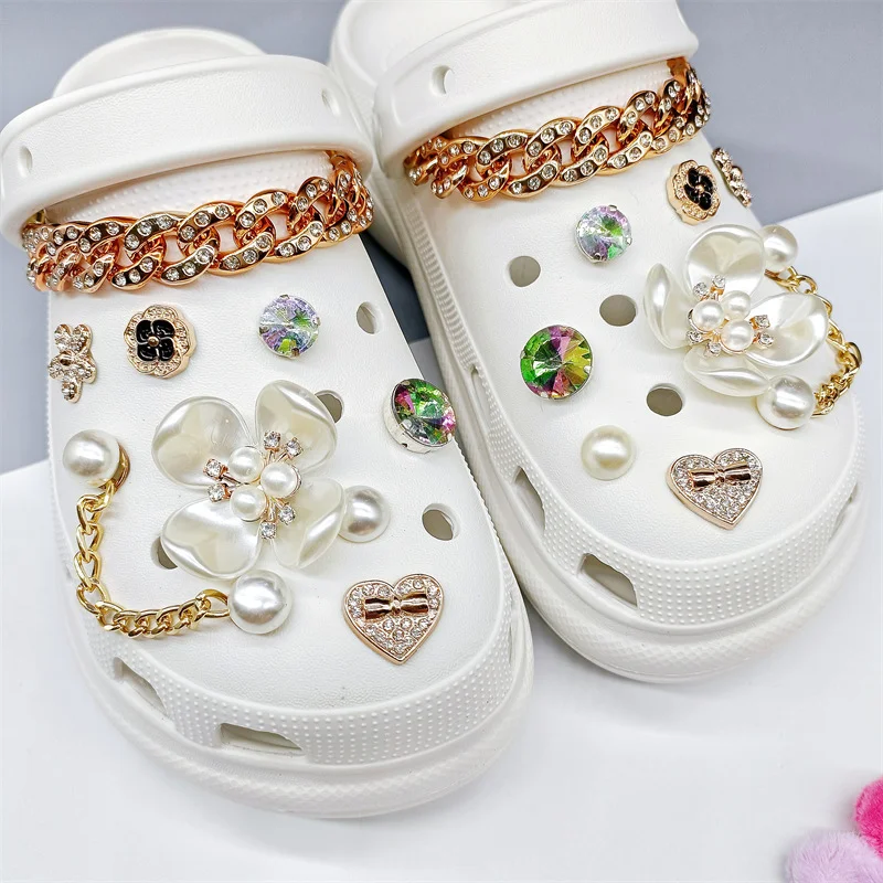 5Pc-30Pc/Set Creative Jewelry Plastic Metal Pearl Material Garden Shoe Decorations For Backpack Croc Jibz Charm Party Present