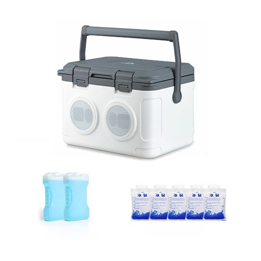 

Outdoor 21L Large Capacity Cooler Picnic Ice Box Multifunctional Fresh-Keeping 2-in-1 Camping Car Cool Box with BT Speaker