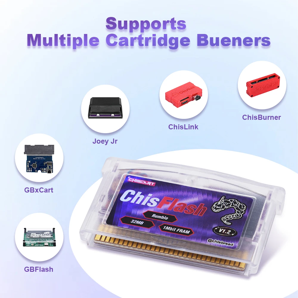 Фото Chiscart ChisFlash V1.2 Rumble — перезаписываемая флеш-карта для GBA, совместимая с GBA, GBA SP, GB Micro, DS, DS Lite и GameBoy Player. №3