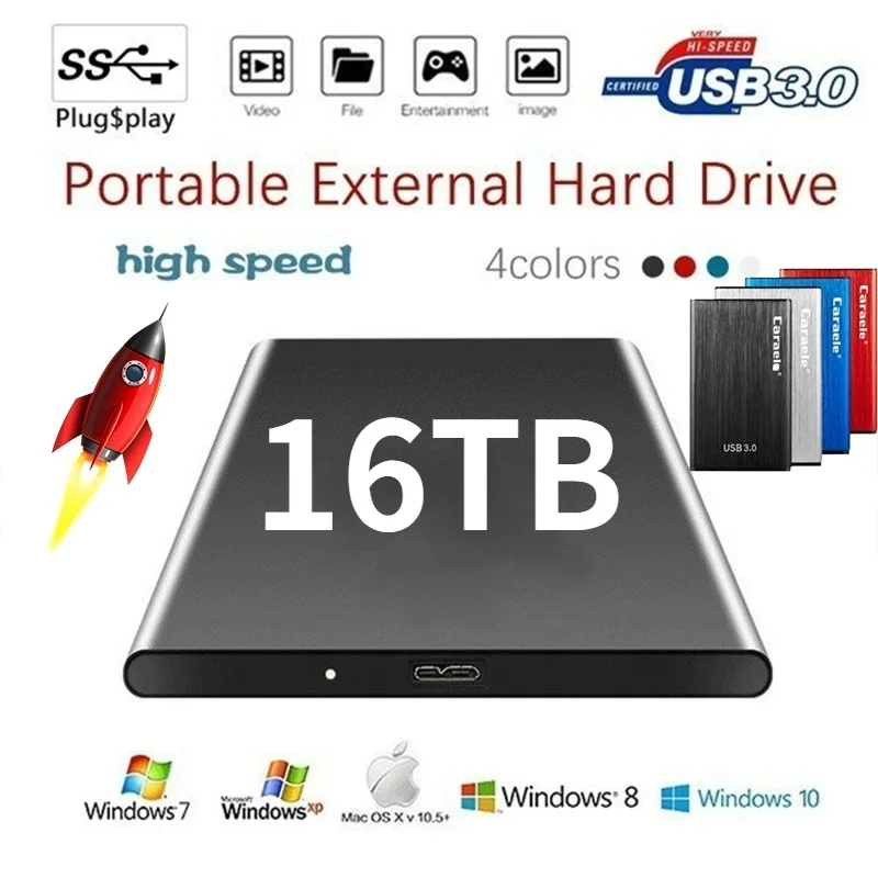 

High-speed Portable Hard Drive 16TB 8TB 4TB 2TB Portable External Mass Storage 100% Original USB 3.0 Interface Metal Material