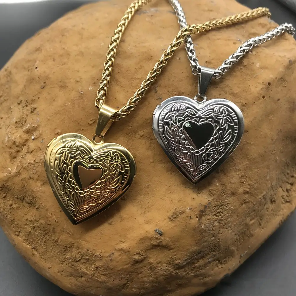 

Men Women Chain Friend Lover Heart Shaped Pendant Photo Picture Locket Necklace