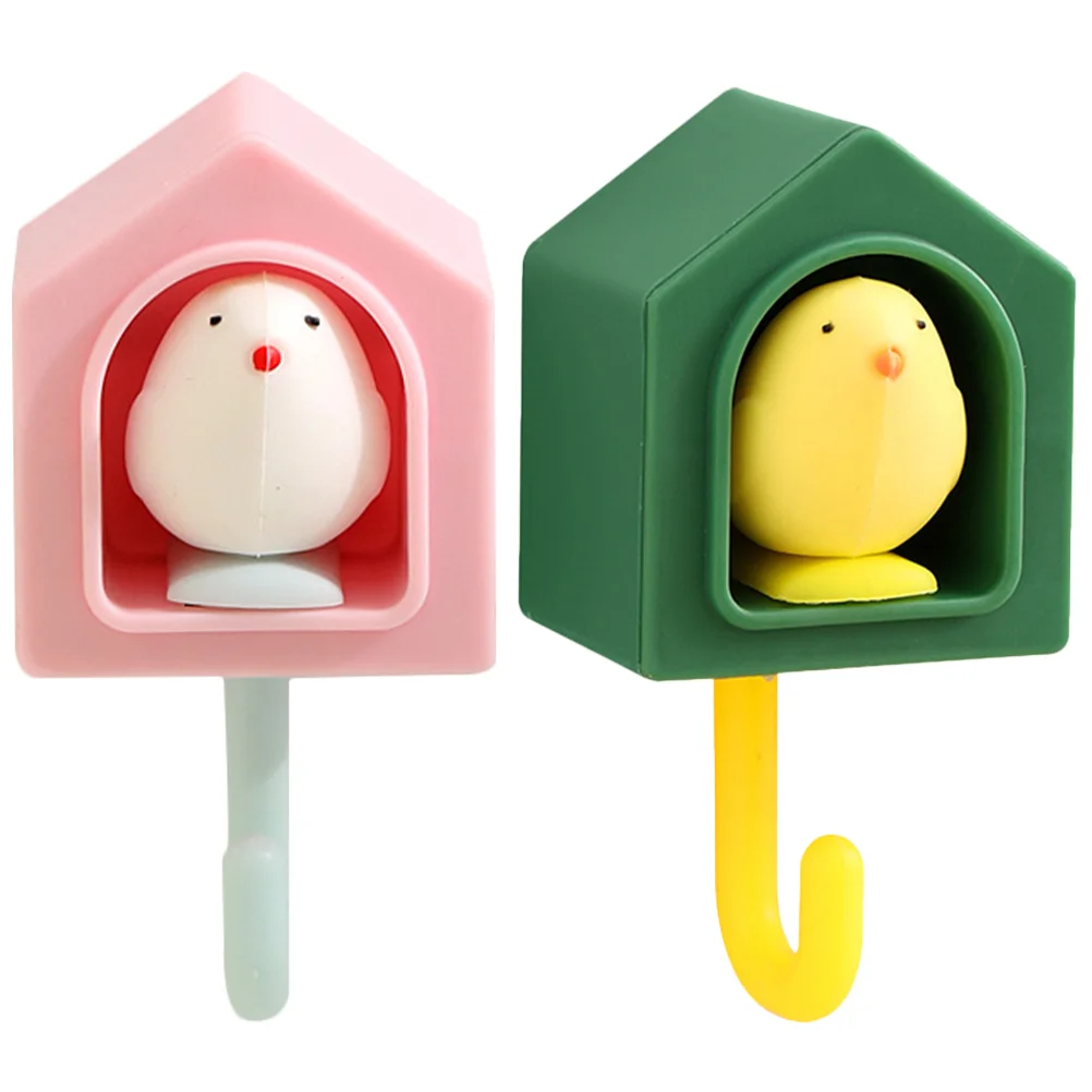 

2 Pcs Creative Bird Sticky Hook Adhesive Wall Hooks Door Key Wallet Holder Hanging Mounted Clothes Hanger Coat