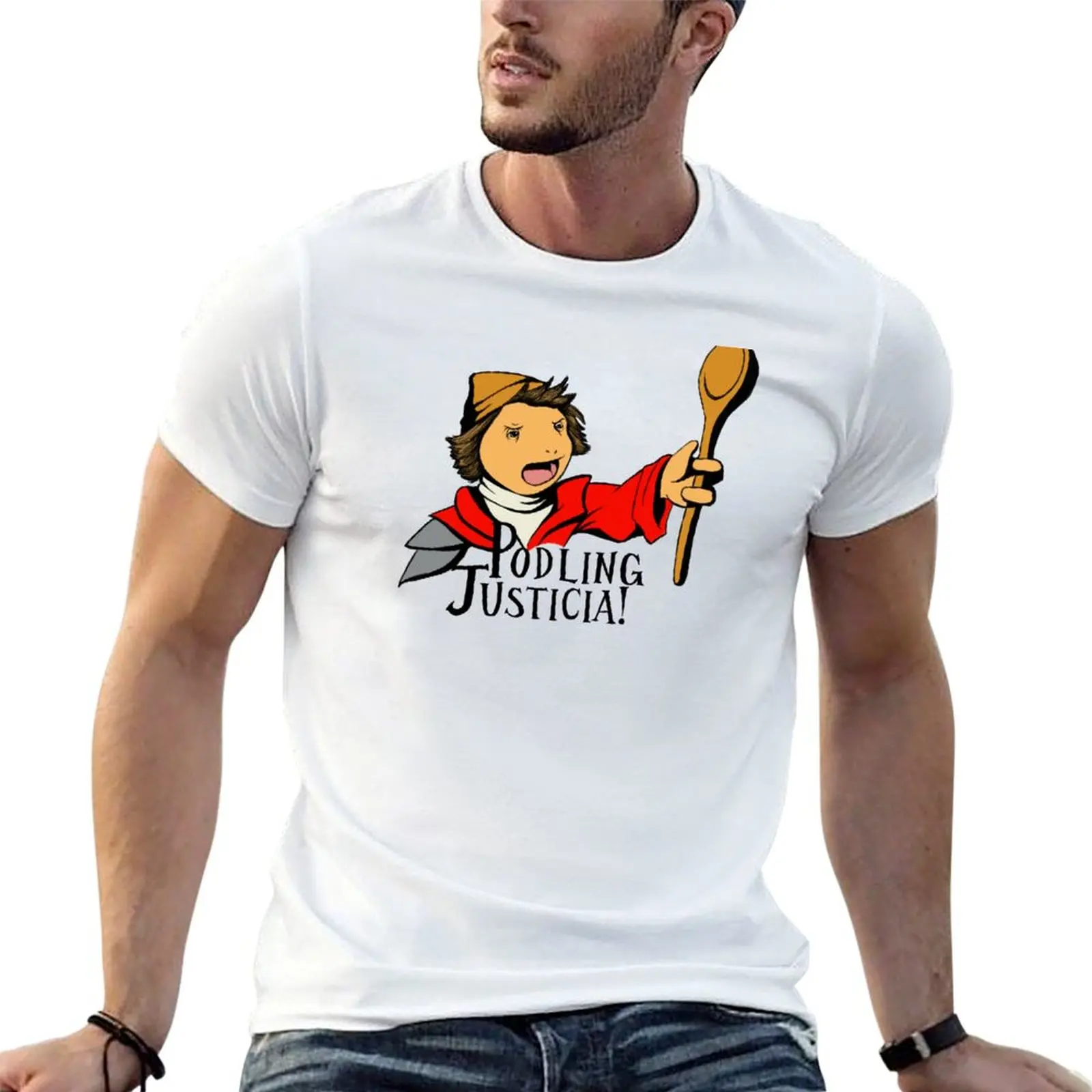 Фото Футболка Podling Justicia Color, хлопковая футболка из 100% хлопка, футболки в стиле аниме для мужчин, хлопковые футболки для мужчин, забавная футболка №1
