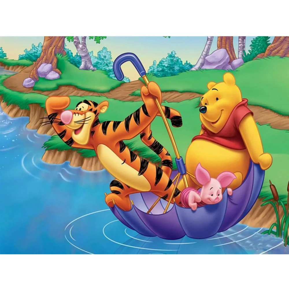 

Disney 5D DIY Cartoon Winnie the Pooh Diamond Painting Full Round Embroidery Cross Animal Mosaic Needlework Home Wall Decor
