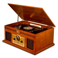 wooden vintage fm analog tuningcd music center record playerblue tooth and built in stereo speakers vinyl turntable cartridge
