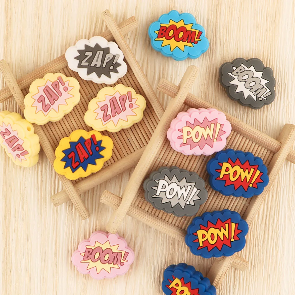 

Kovict 5/10 шт. бомба/бум/Pow/Zap/привидение на доске для серфинга/Пасхальные буквы, силиконовые бусины, аксессуары для ожерелья