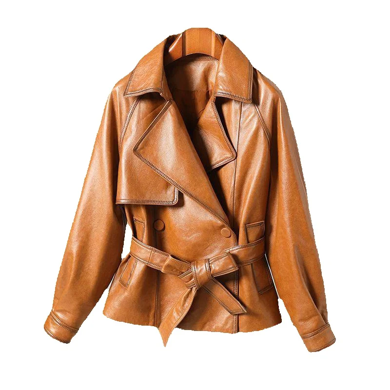 Женская кожаная куртка из вощеной овечьей кожи новая Корейская версия